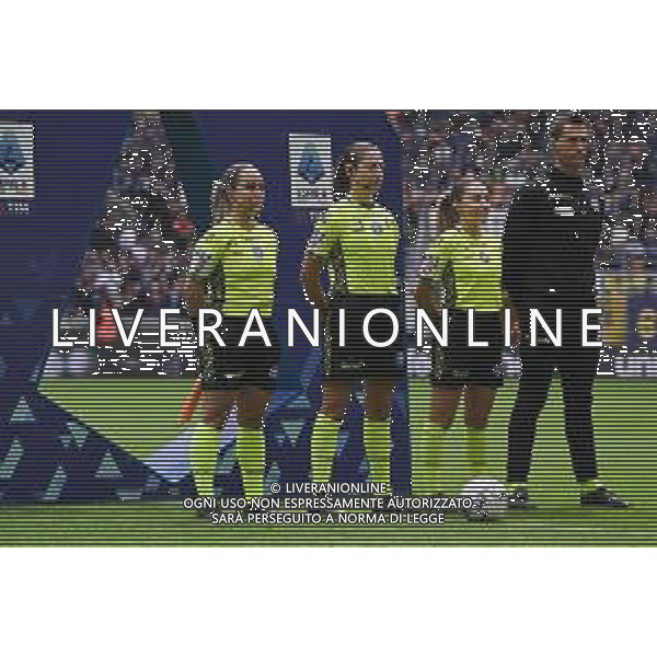 Inter vs Torino nella foto Maria Sole Ferrieri Caputi, arbitro del match, affiancata dalle assistenti Francesca Di Monte e Tiziana Trasciatti prima della partita a Milano 28-04-2024 Stadio Giuseppe Meazza - San Siro Campionato Serie A TIM - 34a giornata foto Tiziano Ballabio/Agenzia Aldo Liverani sas / AGENZIA ALDO LIVERANI SAS / AGENZIA ALDO LIVERANI SAS