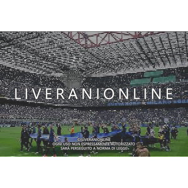 Festeggiamenti dei giocatori della squadra Inter che celebrano la vittoria del 20mo Scudetto a fine gara, INTER vs TORINO 34a Giornata Campionato calcio Serie A Tim, Stadio Meazza San Siro Milano 28-04-2024, ©foto Tiziano Ballabio/Agenzia Aldo Liverani sas / AGENZIA ALDO LIVERANI SAS / AGENZIA ALDO LIVERANI SAS