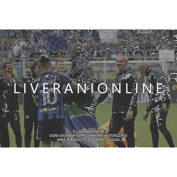 Marcus Thuram e Lautaro Martinez - FESTEGGIAMENTI INTER A FINE GARA PER LA VITTORIA DEL 20mo SCUDETTO, STADIO MEAZZA SAN SIRO MILANO -INTER vs TORINO 34a Giornata Campionato calcio Serie A Tim 28.04.2024 ©PAOLO GIAMPIETRI / AGENZIA ALDO LIVERANI SAS