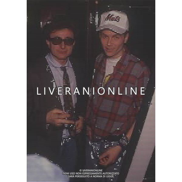 DIAP-RETROSPETTIVA RED RONNIE PSEUDONIMO GABRIELE ANSALONI-CRITICO MUSICALE GIORNATISTA PRESENTATORE TELEVISIVO E CONDUTTORE RADIOFONICO NELLA FOTO RED RONNIE CON JOVANOTTI NELL\'ANNO 1989 AG ALDO LIVERANI SAS 