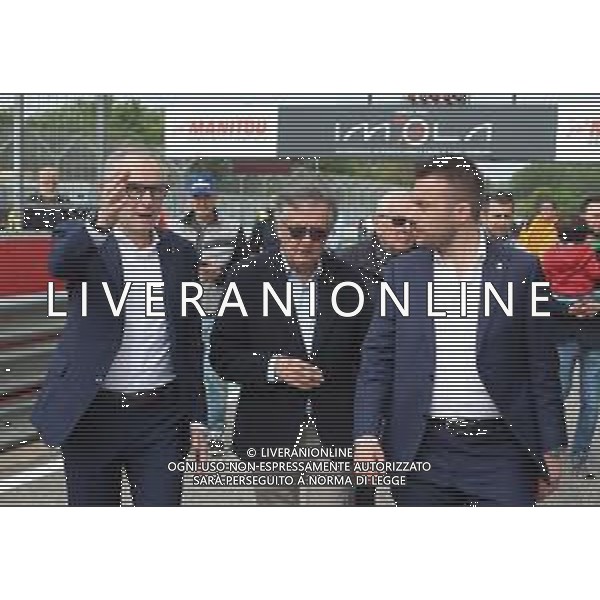 IMOLA 01 05 2024 AUTODROMO ENZO E DINO FERRARI 30∞ ANNIVERSARIO DALLA MORTE DI AYRTON SENNA PILOTA FORMULA 1 A IMOLA NELLA FOTO STEFANO DOMENICALI PRESIDENTE FORMULA 1 GIAN CARLO MINARDI PRESIDENTE DELL\'AUTODROMO E SINDACO DI IMOLA MARCO PANIERI ©SANNA / AGENZIA ALDO LIVERANI SAS