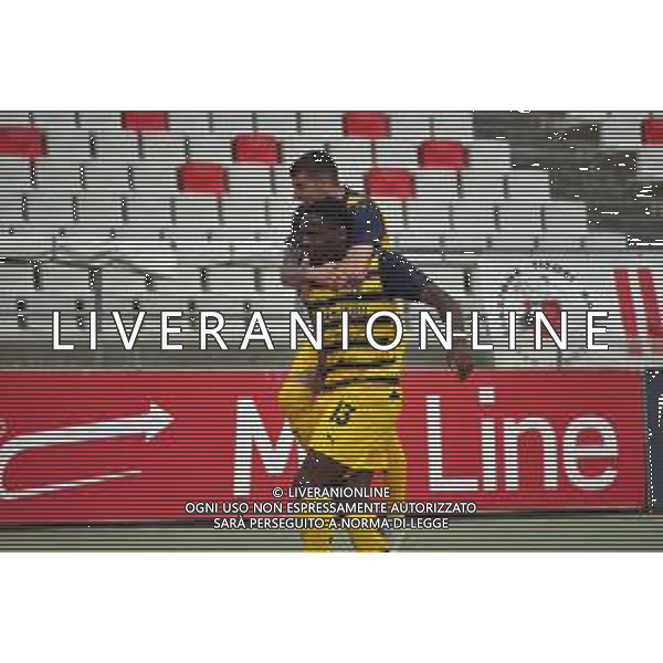 TVEM Ange-Yoan Bonny of Parma Calcio celebrates after scoring a goal during the Italian Serie B match SSC Bari vs Parma on May 01, 2024 at the San Nicola stadium in Bari, Italy. Photo by Emmanuele Mastrodonato/agenzia Aldo Liverani sas/ AGENZIA ALDO LIVERANI SAS