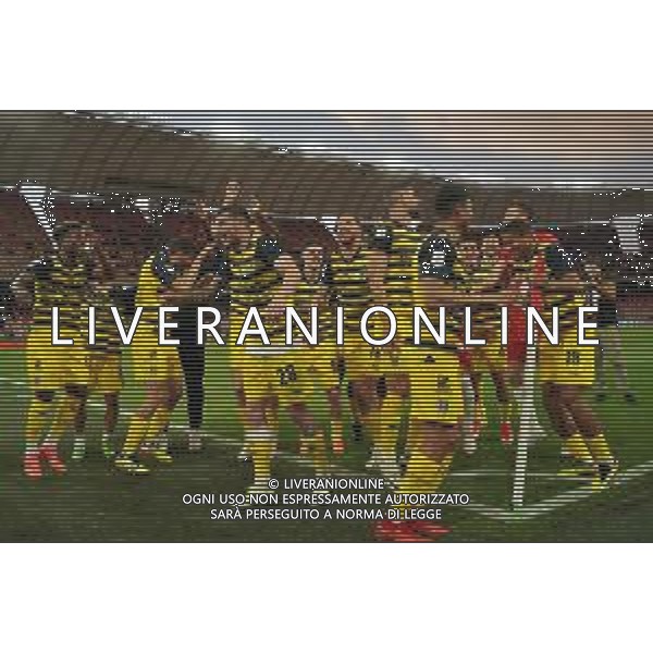 Players of Parma Calcio celebrates the victory during the Italian Serie B match SSC Bari vs Parma on May 01, 2024 at the San Nicola stadium in Bari, Italy. Photo by Emmanuele Mastrodonato/agenzia Aldo Liverani sas/ AGENZIA ALDO LIVERANI SAS