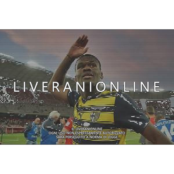 Ange-Yoan Bonny of Parma Calcio celebrates the victory during the Italian Serie B match SSC Bari vs Parma on May 01, 2024 at the San Nicola stadium in Bari, Italy. Photo by Emmanuele Mastrodonato/agenzia Aldo Liverani sas/ AGENZIA ALDO LIVERANI SAS