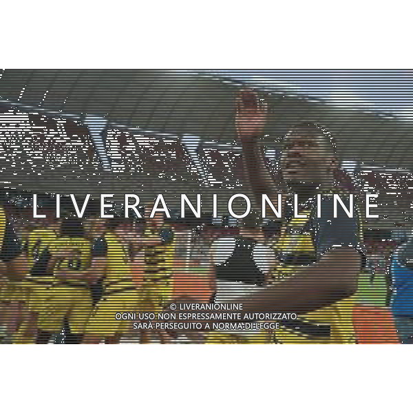 Ange-Yoan Bonny of Parma Calcio celebrates the victory during the Italian Serie B match SSC Bari vs Parma on May 01, 2024 at the San Nicola stadium in Bari, Italy. Photo by Emmanuele Mastrodonato/agenzia Aldo Liverani sas/ AGENZIA ALDO LIVERANI SAS