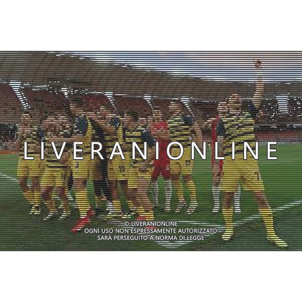 TVEM The Parma Calcio players are celebrating their mathematical promotion to Serie A at the end of the Serie B match on the SSC Bari field in Bari, Italy, on May 1, 2024. Photo by Emmanuele Mastrodonato/agenzia Aldo Liverani sas / AGENZIA ALDO LIVERANI SAS