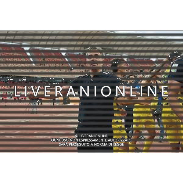 TVEM coach Fabio Pecchia of Parma Calcio are celebrating their mathematical promotion to Serie A at the end of the Serie B match on the SSC Bari field in Bari, Italy, on May 1, 2024. Photo by Emmanuele Mastrodonato/agenzia Aldo Liverani sas / AGENZIA ALDO LIVERANI SAS