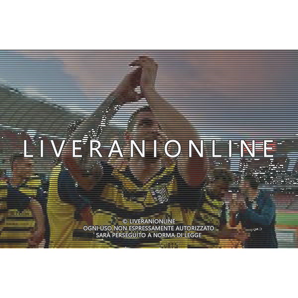 TVEM Valentin Mihaila of Parma Calcio are celebrating their mathematical promotion to Serie A at the end of the Serie B match on the SSC Bari field in Bari, Italy, on May 1, 2024. Photo by Emmanuele Mastrodonato/agenzia Aldo Liverani sas / AGENZIA ALDO LIVERANI SAS