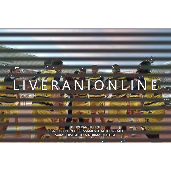 TVEM The Parma Calcio players are celebrating their mathematical promotion to Serie A at the end of the Serie B match on the SSC Bari field in Bari, Italy, on May 1, 2024. Photo by Emmanuele Mastrodonato/agenzia Aldo Liverani sas / AGENZIA ALDO LIVERANI SAS