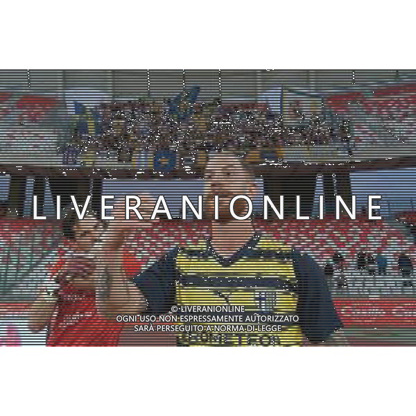 TVEM Cristian Ansaldi of Parma Calcio are celebrating their mathematical promotion to Serie A at the end of the Serie B match on the SSC Bari field in Bari, Italy, on May 1, 2024. Photo by Emmanuele Mastrodonato/agenzia Aldo Liverani sas / AGENZIA ALDO LIVERANI SAS
