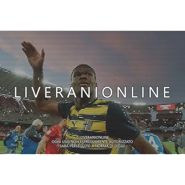 TVEM Ange-Yoan Bonny of Parma Calcio are celebrating their mathematical promotion to Serie A at the end of the Serie B match on the SSC Bari field in Bari, Italy, on May 1, 2024. Photo by Emmanuele Mastrodonato/agenzia Aldo Liverani sas / AGENZIA ALDO LIVERANI SAS