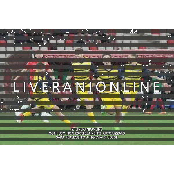 TVEM The Parma Calcio players are celebrating their mathematical promotion to Serie A at the end of the Serie B match on the SSC Bari field in Bari, Italy, on May 1, 2024. Photo by Emmanuele Mastrodonato/agenzia Aldo Liverani sas / AGENZIA ALDO LIVERANI SAS