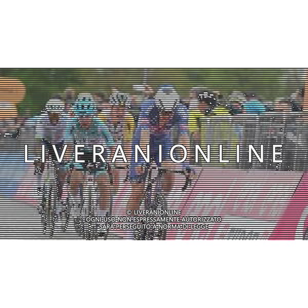 05-05-2024 Giro D\'italia; Tappa 02 San Francesco Al Campo - Oropa; 2024, Alpecin - Deceuninck; 2024, Vf Group - Bardiani Csf Faizane; Conci, Nicola; Pozzovivo, Domenico; Oropa; ©SIROTTI / AGENZIA ALDO LIVERANI SAS
