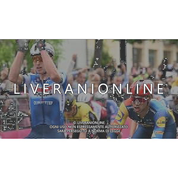 06-05-2024 Giro D\'italia; Tappa 03 Novara - Fossano; 2024, Soudal - Quick Step; 2024, Lidl - Trek; Merlier, Tim; Milan, Jonathan; Fossano; ©SANNA / AGENZIA ALDO LIVERANI