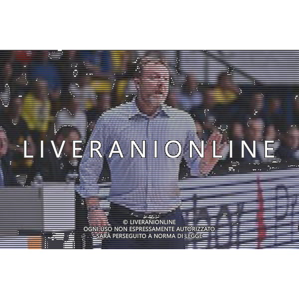 TVRG Cantu\' vs Cividale nella foto Devis Cagnardi allenatore Cantu\' Acqua San Bernardo Cantu\' vs UEB Gesteco Cividale Desio (MB) 07-05-2024 PalaFitLine Campionato Serie A2 - gara 2 quarti di finale Tabellone Oro foto Roberto Garavaglia/Agenzia Aldo Liverani sas