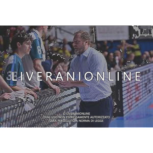 TVRG Cantu\' vs Cividale nella foto Devis Cagnardi allenatore Cantu\' Acqua San Bernardo Cantu\' vs UEB Gesteco Cividale Desio (MB) 07-05-2024 PalaFitLine Campionato Serie A2 - gara 2 quarti di finale Tabellone Oro foto Roberto Garavaglia/Agenzia Aldo Liverani sas