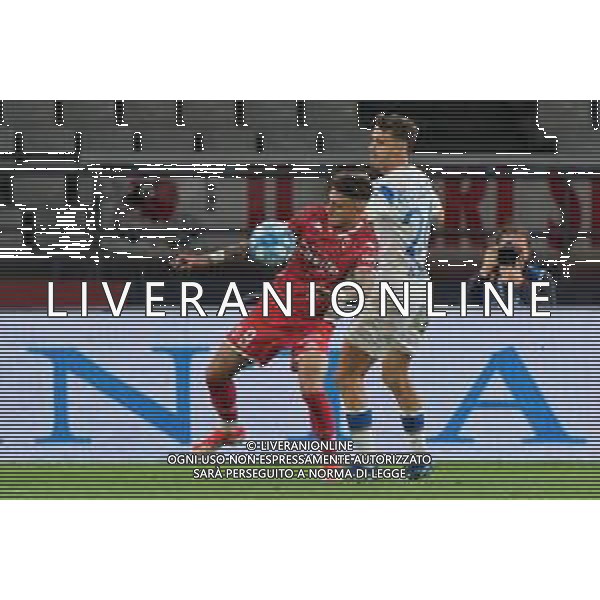 TVEM Marco Nasti of SSC Bari in action against Massimo Bertagnoli of Brescia Calcio during the Italian Serie BKT match between SSC Bari vs Brescia Calcio on 10 May 2024 at the San Nicola stadium in Bari, Italy. Photo by Emmanuele Mastrodonato/ag. Aldo Liverani sas/ AGENZIA ALDO LIVERANI SAS