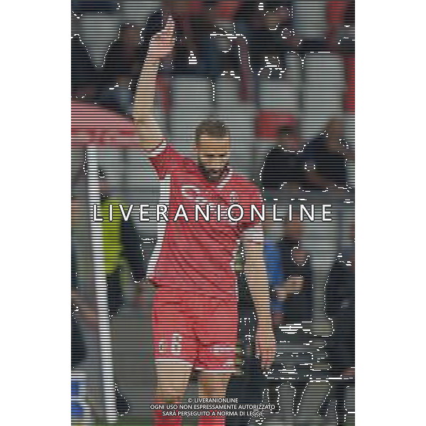 TVEM Valerio Di Cesare of SSC Bari celebrates after scoring a goal during the Italian Serie BKT match between SSC Bari vs Brescia Calcio on 10 May 2024 at the San Nicola stadium in Bari, Italy. Photo by Emmanuele Mastrodonato/ag. Aldo Liverani sas/ AGENZIA ALDO LIVERANI SAS