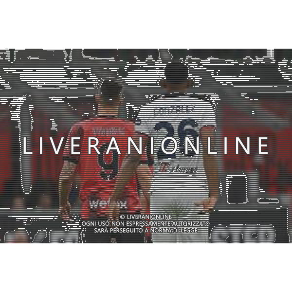 Milan vs Cagliari nella foto Olivier Giroud (Milan) e Yerry Mina Gonzalez (Cagliari) con il nome delle mamme Milano 11-05-2024 Stadio Giuseppe Meazza - San Siro Campionato Serie A TIM - 36a giornata foto Roberto Garavaglia/Agenzia Aldo Liverani sas/ AGENZIA ALDO LIVERANI SAS
