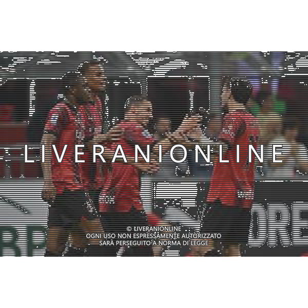 Milan vs Cagliari nella foto esultanza Milan dopo il gol dell\'1 a 0 Ismael Bennacer Milano 11-05-2024 Stadio Giuseppe Meazza - San Siro Campionato Serie A TIM - 36a giornata foto Roberto Garavaglia/Agenzia Aldo Liverani sas/ AGENZIA ALDO LIVERANI SAS