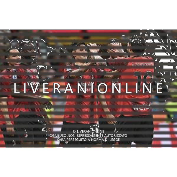 Milan vs Cagliari nella foto esultanza Milan dopo il gol del 3 a 1 Milano 11-05-2024 Stadio Giuseppe Meazza - San Siro Campionato Serie A TIM - 36a giornata foto Roberto Garavaglia/Agenzia Aldo Liverani sas/ AGENZIA ALDO LIVERANI SAS