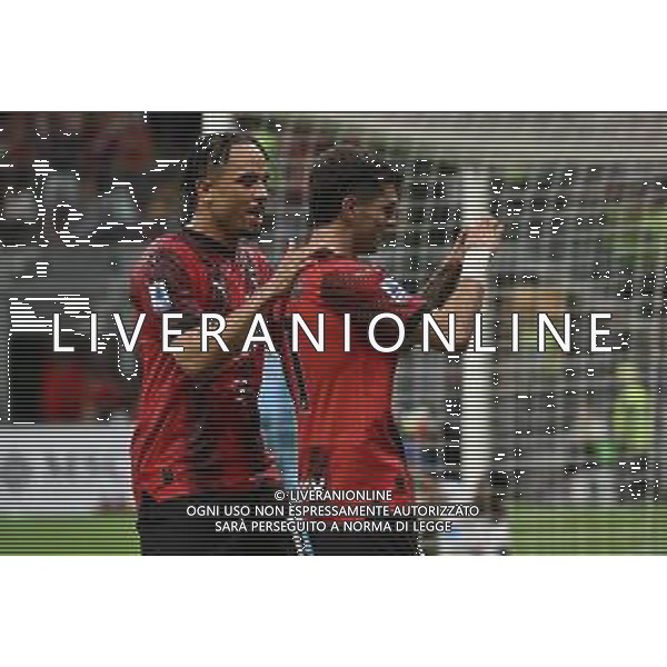 Milan vs Cagliari nella foto Noah Okafor (Milan) e Christian Mate Pulisic (Milan) esultano dopo il gol del 5 a 1 Milano 11-05-2024 Stadio Giuseppe Meazza - San Siro Campionato Serie A TIM - 36a giornata foto Roberto Garavaglia/Agenzia Aldo Liverani sas/ AGENZIA ALDO LIVERANI SAS