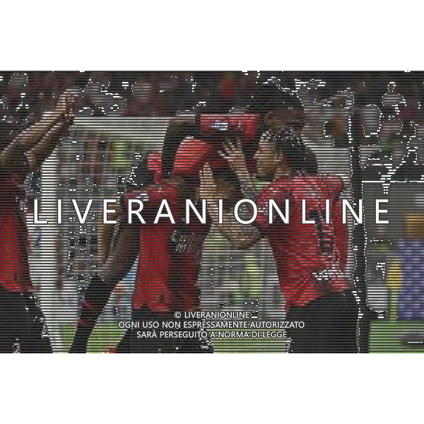 Milan vs Cagliari nella foto esultanza Milan dopo il gol del 5 a 1 Milano 11-05-2024 Stadio Giuseppe Meazza - San Siro Campionato Serie A TIM - 36a giornata foto Roberto Garavaglia/Agenzia Aldo Liverani sas/ AGENZIA ALDO LIVERANI SAS
