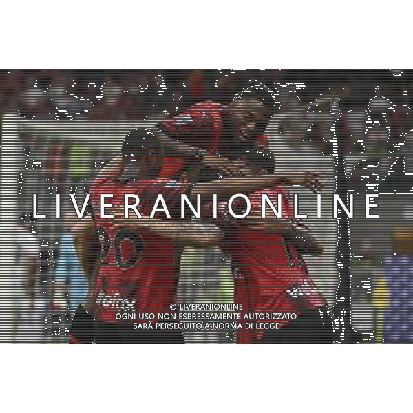 Milan vs Cagliari nella foto esultanza Milan dopo il gol del 5 a 1 Milano 11-05-2024 Stadio Giuseppe Meazza - San Siro Campionato Serie A TIM - 36a giornata foto Roberto Garavaglia/Agenzia Aldo Liverani sas/ AGENZIA ALDO LIVERANI SAS