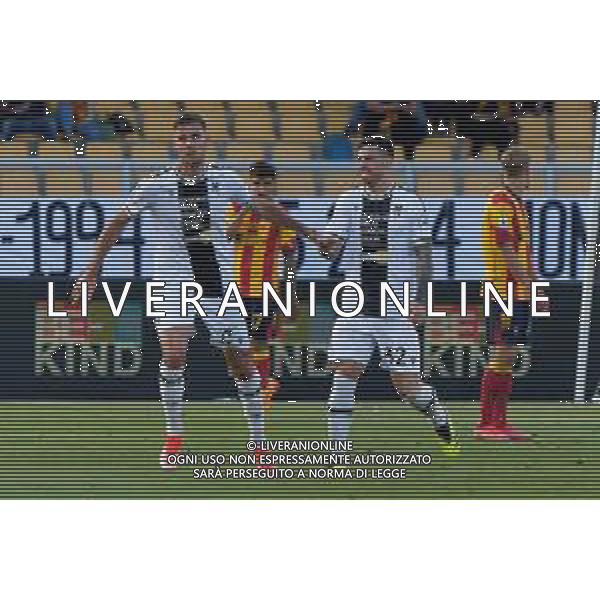 TVEM Lorenzo Lucca of Udinese Calcio celebrates after scoring a goal with Martín Payero of Udinese Calcio during the Italian soccer Serie A match US Lecce vs Udinese on May 13, 2024 at Via del Mare Stadium in Lecce, Italy. Photo Emmanuele Mastrodonato/agenzia Liverani/AGENZIA ALDO LIVERANI SAS