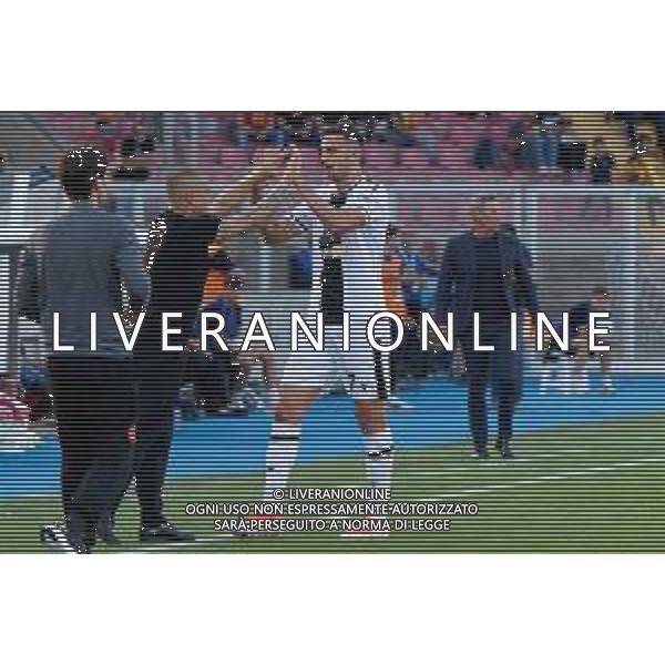 TVEM Lorenzo Lucca of Udinese Calcio celebrates after scoring a goal with coach Fabio Cannavaro of Udinese Calcio during the Italian soccer Serie A match US Lecce vs Udinese on May 13, 2024 at Via del Mare Stadium in Lecce, Italy. Photo Emmanuele Mastrodonato/agenzia Liverani/AGENZIA ALDO LIVERANI SAS