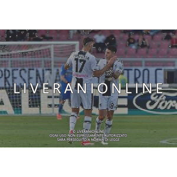 TVEM Lorenzo Lucca of Udinese Calcio celebrates after scoring a goal with Nehuen Perez of Udinese Calcio during the Italian soccer Serie A match US Lecce vs Udinese on May 13, 2024 at Via del Mare Stadium in Lecce, Italy. Photo Emmanuele Mastrodonato/agenzia Liverani/AGENZIA ALDO LIVERANI SAS