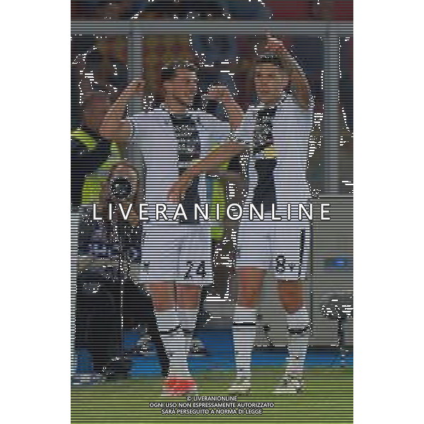 TVEM Lazar Samardzic of Udinese Calcio celebrates after scoring a goal with Nehuen Perez of Udinese Calcio during the Italian soccer Serie A match US Lecce vs Udinese on May 13, 2024 at Via del Mare Stadium in Lecce, Italy. Photo Emmanuele Mastrodonato/agenzia Liverani/AGENZIA ALDO LIVERANI SAS