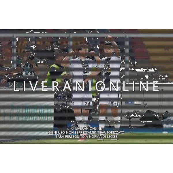 TVEM Lazar Samardzic of Udinese Calcio celebrates after scoring a goal with Nehuen Perez of Udinese Calcio during the Italian soccer Serie A match US Lecce vs Udinese on May 13, 2024 at Via del Mare Stadium in Lecce, Italy. Photo Emmanuele Mastrodonato/agenzia Liverani/AGENZIA ALDO LIVERANI SAS
