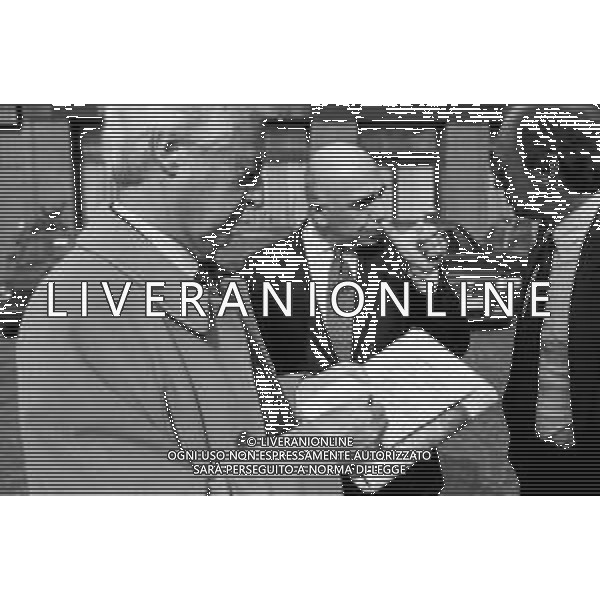 Neg- RETROSPETTIVA ADRIANO GALLIANI , Dirigente Sportivo Calcio Nella foto ADRIANO GALLIANI amministratore delegato MILAN nell\'anno 1992-1993 con RAMON MENDOZA Presidente del Real Madrid e Alberto Cerruti giornalista della Gazzetta dello Sport AG ALDO LIVERANI