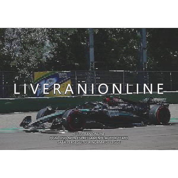 IMOLA 17 05 2024 (VENERDI) AUTODROMO ENZO E DINO FERRARI GRAN PREMIO DI FORMULA 1 NELLA FOTO GEORGE RUSSELL MERCEDES PASSA DOVE E\' MORTO AYRTON SENNA ©SANNA / AGENZIA ALDO LIVERANI SAS