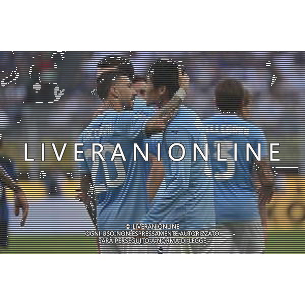 Inter vs Lazio nella foto Mattia Zaccagni (Lazio) e Daichi Kamada (Lazio) esultano dopo il gol dell\'1 a 0 Milano 19-05-2024 Stadio Giuseppe Meazza - San Siro Campionato Serie A TIM - 37a giornata foto Roberto Garavaglia/Agenzia Aldo Liverani sas