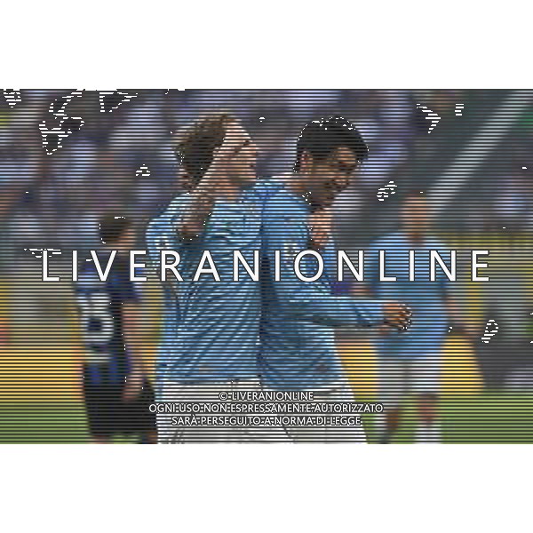Inter vs Lazio nella foto Nicolò Rovella (Lazio) e Daichi Kamada (Lazio) esultano dopo il gol dell\'1 a 0 Milano 19-05-2024 Stadio Giuseppe Meazza - San Siro Campionato Serie A TIM - 37a giornata foto Roberto Garavaglia/Agenzia Aldo Liverani sas