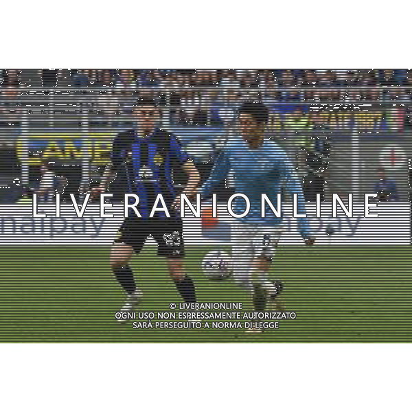 Inter-Lazio Campionato di calcio Serie A 2023/2024 - Stadio Giuseppe Meazza Nella foto: Daichi Kamada e Alessandro Bastoni ©Andrea Rosito / AGENZIA ALDO LIVERANI SAS