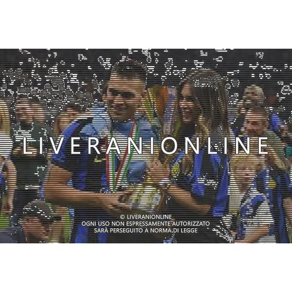 Inter-Lazio Campionato di calcio Serie A 2023/2024 - Stadio Giuseppe Meazza Nella foto: Lautaro Martinez e la moglie Augustina Gandolfo foto andrea rosito-ag aldo liverani sas
