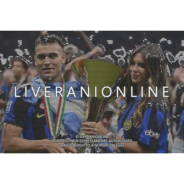 Inter vs Lazio nella foto Lautaro Martinez (Inter) con la moglie Agustina Gandolfo Milano 19-05-2024 Stadio Giuseppe Meazza - San Siro Campionato Serie A TIM - 37a giornata foto Roberto Garavaglia/Agenzia Aldo Liverani sas