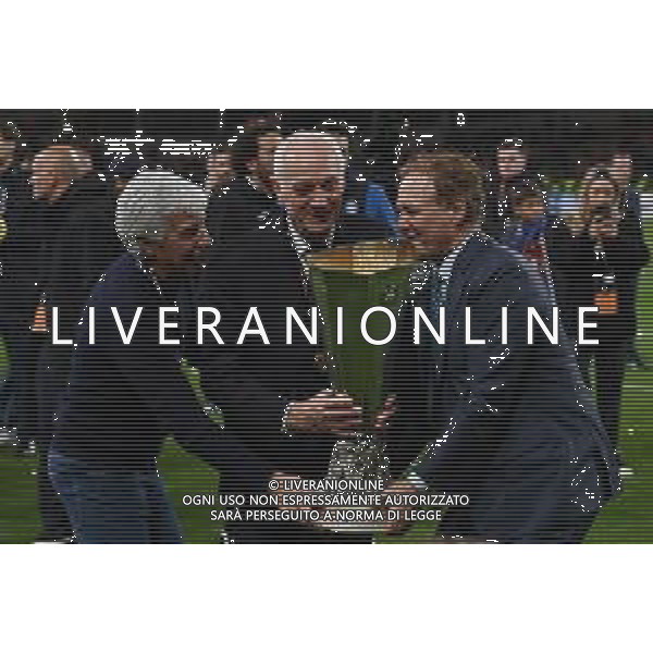 TVRG Atalanta vs Bayer Leverkusen nella foto da SX Gian Piero Gasperini allenatore Atalanta, Antonio Percassi presidente Atalanta e Stephen Pagliuca co-proprietario Atalanta Dublino (IRL) 22-05-2024 Dublin Arena Finale UEFA Europa League foto Roberto Garavaglia/Agenzia Aldo Liverani sas
