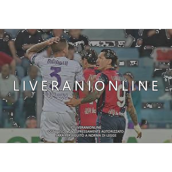 26-5-2024. Cagliari calcio-A.C.F. Fiorentina 38° giornata campionato calcio italiano Serie A 2023/2024, stadio Unipol Domus Cagliari. Foto Salvatore Moi/Agenzia Aldo Liverani s.as. Nella foto:Cristiano Biraghi Fiorentina, Gianluca Lapadula Cagliari ©MOI SALVATORE / AGENZIA ALDO LIVERANI SAS