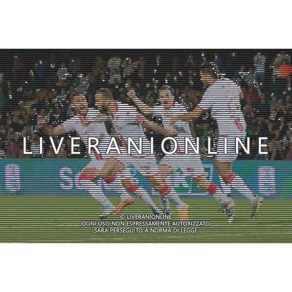 TVEM Valerio Di Cesare of SSC Bari celebrates after scoring a goal with teammates during the Italian Serie BKT playout match between Ternana Calcio vs SSC Bari on 23 May 2024 at the Libero Liberati stadium in Bari, Italy. Photo by Emmanuele Mastrodonato/ag. Aldo Liverani s.a.s. / AGENZIA ALDO LIVERANI SAS