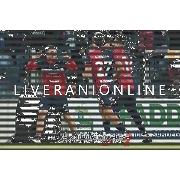 26-5-2024. Cagliari calcio-A.C.F. Fiorentina 38° giornata campionato calcio italiano Serie A 2023/2024, stadio Unipol Domus Cagliari. Foto Salvatore Moi/Agenzia Aldo Liverani s.as. Nella foto: Gol ed esultanza del Cagliari in casa contro Fiorentina. Segna: Alessandro Deiola Cagliari ©MOI SALVATORE / AGENZIA ALDO LIVERANI SAS