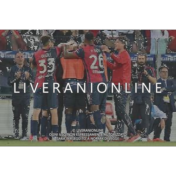 26-5-2024. Cagliari calcio-A.C.F. Fiorentina 38° giornata campionato calcio italiano Serie A 2023/2024, stadio Unipol Domus Cagliari. Foto Salvatore Moi/Agenzia Aldo Liverani s.as. Nella foto: Gol ed esultanza del Cagliari in casa contro Fiorentina. Segna: Alessandro Deiola Cagliari ©MOI SALVATORE / AGENZIA ALDO LIVERANI SAS