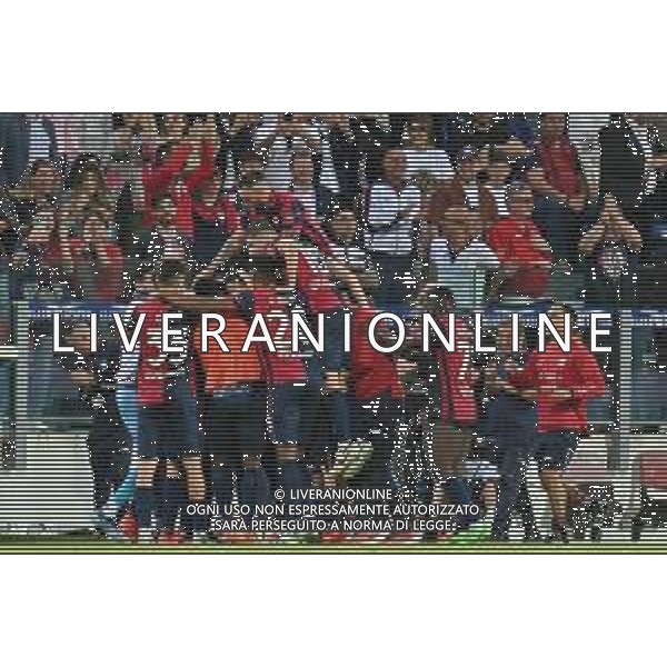 26-5-2024. Cagliari calcio-A.C.F. Fiorentina 38° giornata campionato calcio italiano Serie A 2023/2024, stadio Unipol Domus Cagliari. Foto Salvatore Moi/Agenzia Aldo Liverani s.as. Nella foto: Gol ed esultanza del Cagliari in casa contro Fiorentina. Segna: Alessandro Deiola Cagliari ©MOI SALVATORE / AGENZIA ALDO LIVERANI SAS