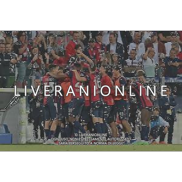 26-5-2024. Cagliari calcio-A.C.F. Fiorentina 38° giornata campionato calcio italiano Serie A 2023/2024, stadio Unipol Domus Cagliari. Foto Salvatore Moi/Agenzia Aldo Liverani s.as. Nella foto: Gol ed esultanza del Cagliari in casa contro Fiorentina. Segna: Alessandro Deiola Cagliari ©MOI SALVATORE / AGENZIA ALDO LIVERANI SAS