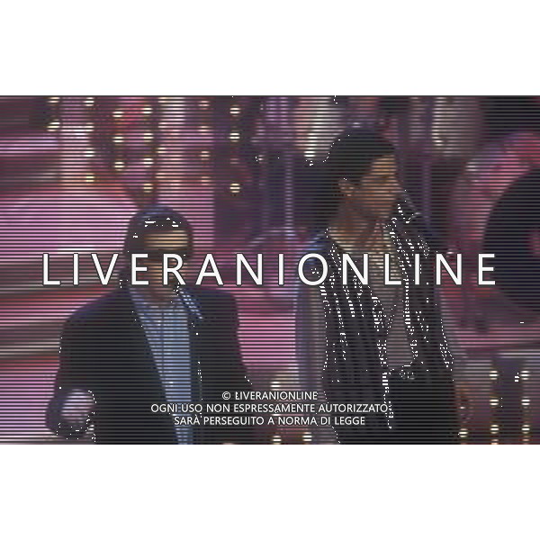DIAP-RETROSPETTIVA ALEANDRO BALDI CANTANTE  NELLA FOTO ALEANDRO BALDI CON MARCO GUERZONI AL FESTIVAL DI SANREMO NELL\'ANNO 1996 AG ALDO LIVERANI SAS   