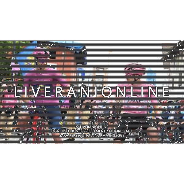24-05-2024 Giro D\'italia; Tappa 19 Mortegliano - Sappada; 2024, Uae Team Emirates; 2024, Lidl - Trek; Pogacar, Tadej; Milan, Jonathan; Mortegliano; ©SIROTTI / AGENZIA ALDO LIVERANI