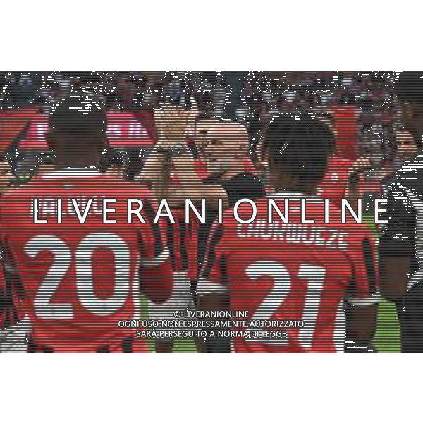 Milan vs Salernitana nella foto il saluto della squadra a Stefano Pioli allenatore Milan prima della gara Milano 25-05-2024 Stadio Giuseppe Meazza - San Siro Campionato Serie A TIM - 38a giornata foto Roberto Garavaglia/Agenzia Aldo Liverani sas/ AGENZIA ALDO LIVERANI SAS
